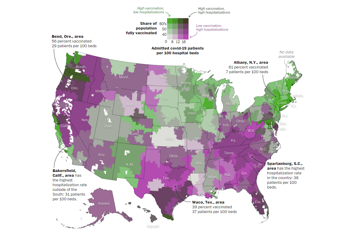 Vaccination vs Hospitalization Across United States