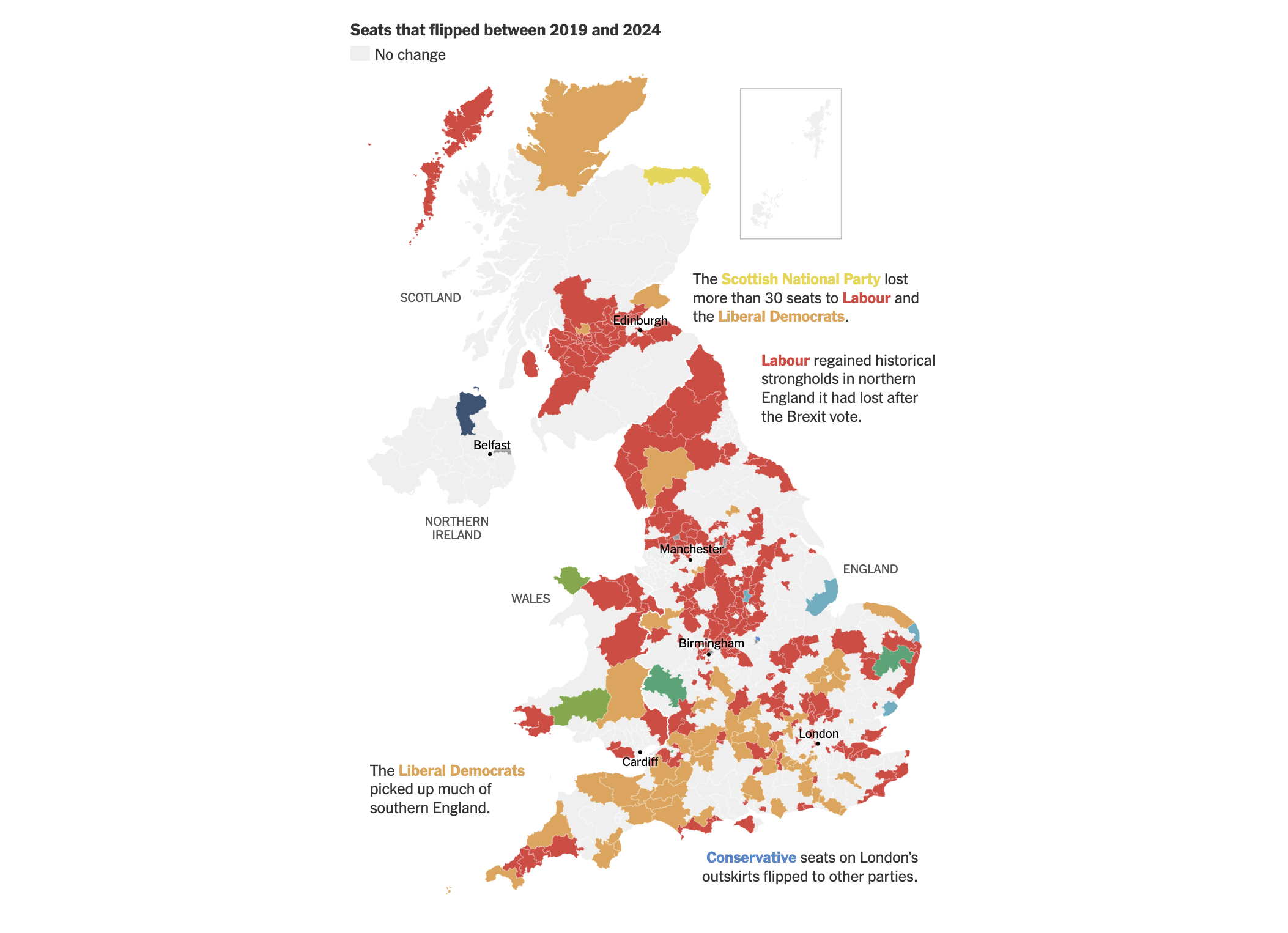 A UK election map visual by The New York Times