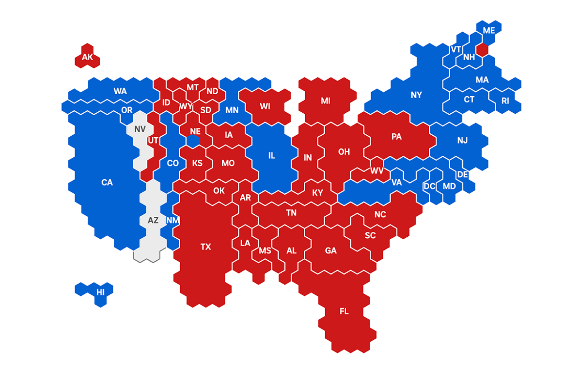 Election Hexagon Map with Click Interactivity by Australian ABC News