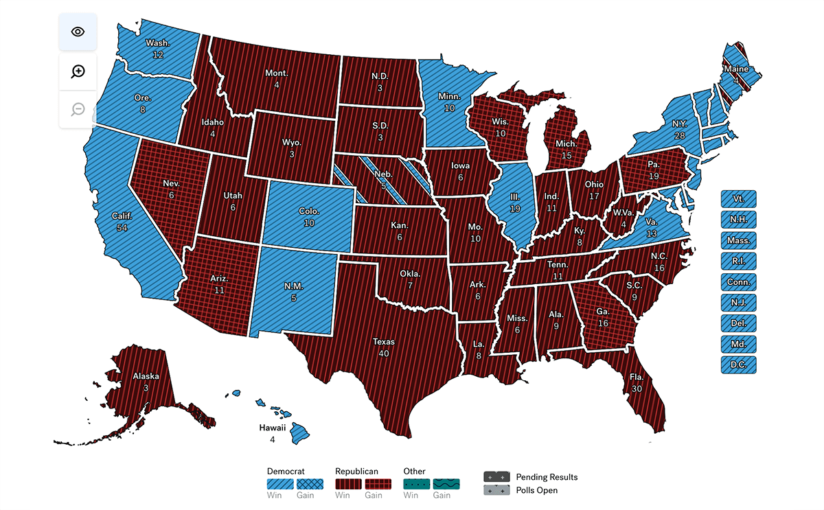 Accessible Election Choropleth Map by ABC News