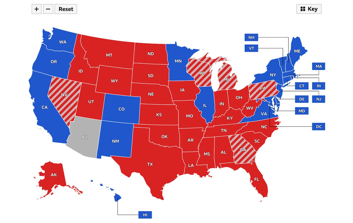 Election Choropleth Maps with Results from Previous Elections by the BBC