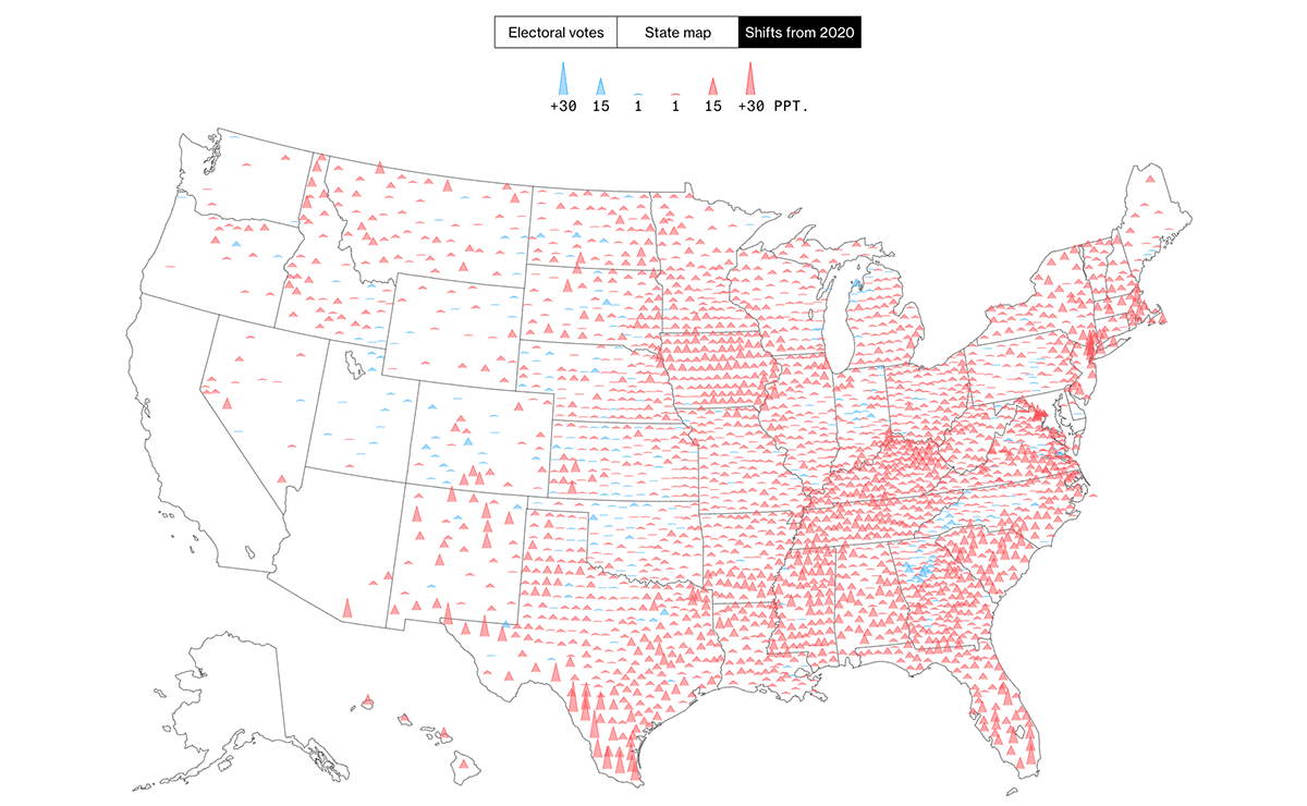 Spike Maps with Cartogram and Choropleth Maps by Bloomberg News