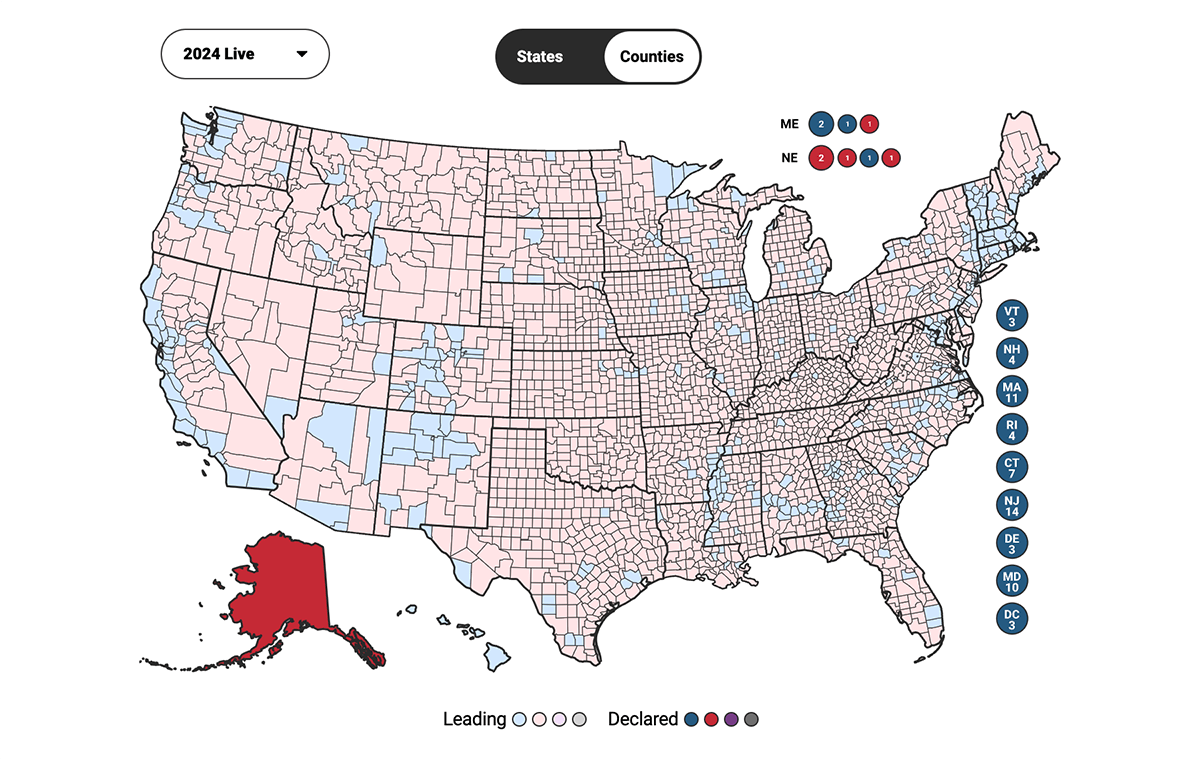 Granular Electoral Choropleth Map with Previous Results by Fox News