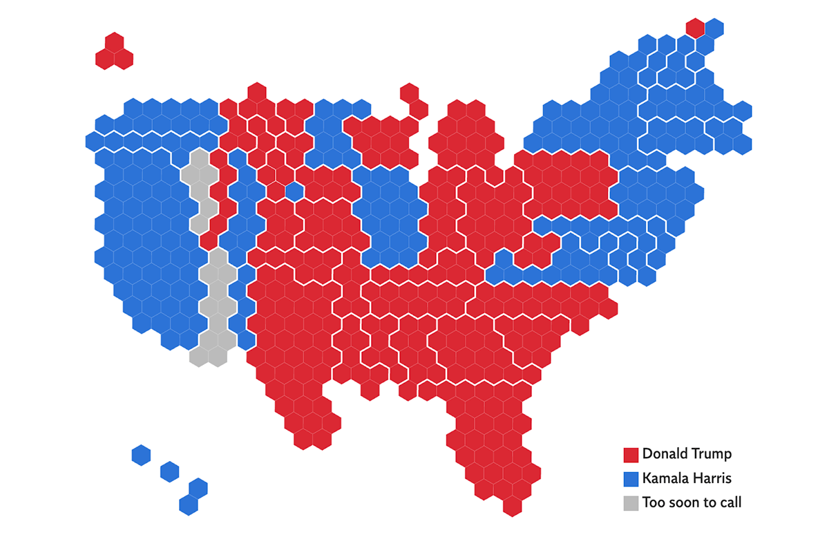 Election hexagon map with hover interactivity by The Independent