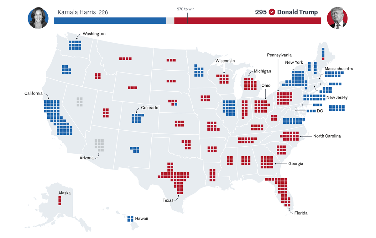 Basic election cartogram by Le Monde